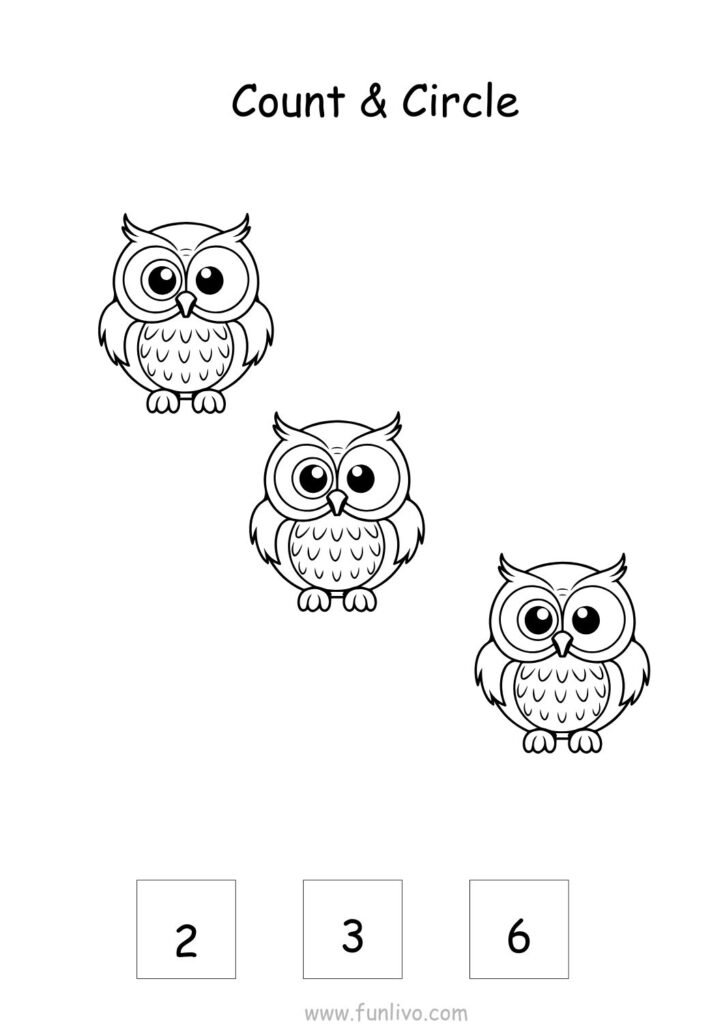 Count and Circle worksheet for preschool kids