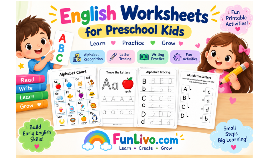 English Worksheets for Preschool Kids