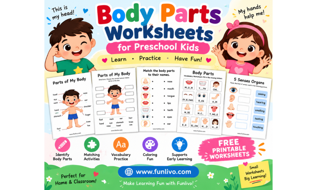 Body Parts Worksheet for Preschool | Free Printable